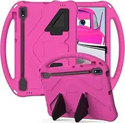 Kids Case for Samsung Galaxy Tab S7 FE/S7+/S8+/S9+/S9 FE+ 12.4", Techcircle Light Weight Shock Proof EVA Foam Handle Rugged Stand Protective Case for Galaxy Tab S9 FE+ 2023/S8 Plus 2022/S7+, Rose