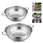 Colander Set of 2, Heavy Duty Stainless Steel Micro-Perforated Strainer Mesh ...