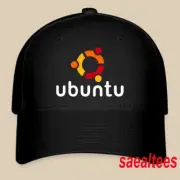 Ubuntu Linux OS Logo Black Hat Twill Cap Baseball Cap Size S/M & L/XL