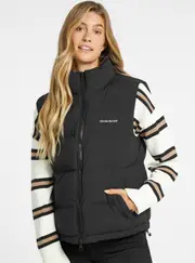 GUESS Jeans Black Puffer Vest Size: Large, Spandex