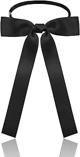[Luckyvestir] Western Bow Ties for Men Women, Black/Red Colonel Satin Ribbon String Bow Tie for Costume Uniform