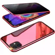 Transparent Metal Magnetic Absorption Case for iPhone 11 Pro Max 6.5" RED