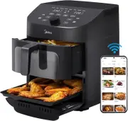 Midea Dual Basket Air Fryer Oven 11 Quart 8 in 1 Smart Sync Works with Alexa