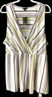 Torrid 5 , 5X white mauve striped surplice belted sleeveless top