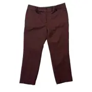Ann Taylor Womens Dress Pants 12P Burgundy Devin Fit Slim Leg Ankle Mid Rise NWT