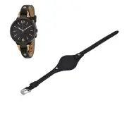 Georgia ES3453 8mm Black Leather Watch Strap For Fossil