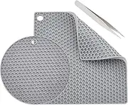 GORGECRAFT 2 Styles Silicone Doming Mats Round Square Resin Doming Mats Heat Resistant Synthetic Rubber Honeycomb Gray Pads Trays Tweezer for DIY Jewelry Making Epoxy Resin Crafts Supplies
