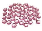 200 Pink Flatback Crystal Acrylic Round Sewing Rhinestone Button 10mm Sew on Gem