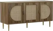 Artiss Rattan Buffet Sideboard with 3 Doors and Adjustable Inner Shelves Pantry Cupboard Corner Cabinet, Kitchen Storage Table Display Organizer Dining Furniture Living Room Home