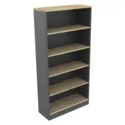 Xavier 5-Tier High Bookcase Display Cabinet W/ Adjustable Shelf - Oak & Ironston