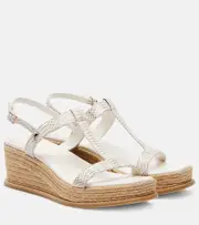 [Jimmy Choo] Jimmy Choo Theia 100 leather espadrille wedges AU 9 grey
