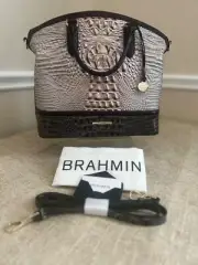New Brahmin Large Duxbury Satchel Windermere Silver Lining w/Dust bag, Strap