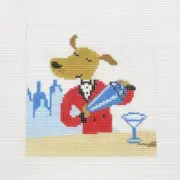 Lauren Bloch Shaken Mutt-ini Coaster Handpainted Needlepoint Canvas