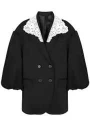 Simone Rocha Lace-panelled Twill Blazer - Black - 6 (UK6 / XS) 6 (UK6 / XS)