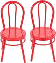 TOYANDONA Small Scale Iron Chairs Miniature Furniture Sets 1:12 Scale Dollhouse Decor Mini House Prop