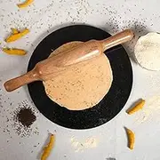 Jaipur Ace Indian White Marble Roti Maker With Wooden Belan and Chakla - 10 Inch Diameter (South Black Marble)