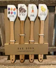 Rae Dunn Easter Mini Silicone Spatulas Wooden Handles Set Of 4, Easter Spatulas