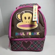 Paul Frank Lunch Bag NWT Lower And Upper Compartment Pink And Brown Color