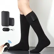 1 Pair Remote Control Heated Socks Electric Socks Rechargeable Warm Heating Socks with 4000mAh Power Black