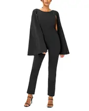 Adrianna Papell Knit Crepe Cape Jumpsuit