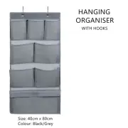 Hanging Organiser With Hooks Wardrobe Closet Case Storage Bag Holder Pouch Tidy