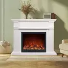 New 1500W Electric Fireplace Heater White Mantel Suite with Flame effect Smartph
