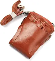 Baluue Scissor Holder Waist Bag Brown Real Leather Tool Organizer Hairdressers Tool Bag Scissor Organizer