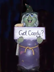 Ceramic Bisque Wanda Witch Welcome 18" tall Trick or Treat sign included