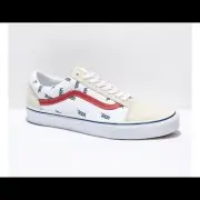 Vans Old Skool Print White, Blue & Red Skate Shoes