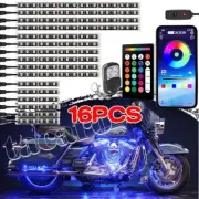 16pcs RGB Motorcycle LED Light Under Glow Body Strip For Harley-Davidson Honda