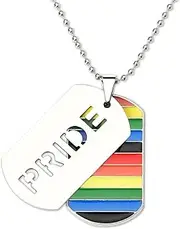 [Kilener] Pride Gifts Necklace for Women Men Rainbow Pendant Necklace Lesbian Gay Anniversary Bday Gifts for Him Her LGBT Gifts for Teens Engagement Wedding Gifts for Gay Lesbian Couples LGBT Dog Tag Necklaces