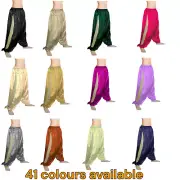 Habibi Belly Dance Yoga Pant Satin High Split Harem Aladdin Baggy Plus Size S18