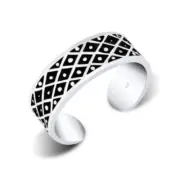 TJS 925 Sterling Silver Toe Ring Rhombus Diamond Pattern Adjustable Jewellery
