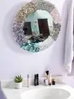 24" Modern Wall Mirror With 7 Chakra Real gemstone Wall Hanging Mirror Home Deco