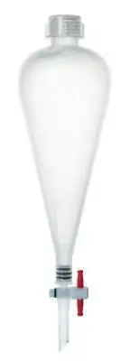 Eisco Labs 250ml Separatory Funnel with Cap, PTFE Key Stopcock - Polypropylene