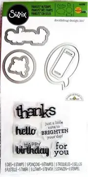 Birthday Hello & Thanks Sizzix Clear Stamp and Framelits Die Set 660398 NEW!
