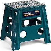 Flottian 13" Folding Step Stool for Adults and Kids Holds Up to 300 lbs,Non-Slip Folding Stools with Handle, Compact Plastic Foldable Step Stool for Bathroom,Bedroom, Kitchen Turquoise Green,1PC