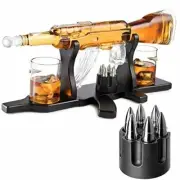 Whiskey Gun Decanter Gift Set - + 2 Whisky Bullet Glasses & Bullet Chilling S...