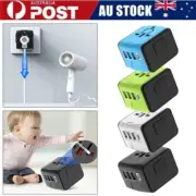 World Wide Travel Adapter Multi Plug Universal UK EU AU US 4 USB Port Charger