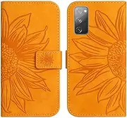 Compatible with Samsung Galaxy S20 FE 5G Cover,Compatible with Samsung Galaxy S20 Lite 5G Flip Kickstand Card Slots Magnetic Closure Phone Case Yellow