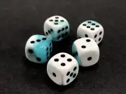 5ct 12mm Dice White Blue Swirl BLACK Dot Round Corner 6 side RPG Game MTG D6 Set
