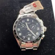 Victorinox SWISS ARMY Men 241494 Tachymeter Chrono Classic Black Dial + Box New