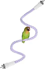 uxcell 1-Pack Rope Perches for Bird Cages, 31.5 in Length Comfort Grip Flexible Rope Perch Beak & Paw Grinding for Parrots/Cockatiels/Parakeets, Bird Platform Sand [Purple]