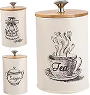 Coffee Tea Sugar Container Set, Coffee and Sugar Container Set 3Pcs Tea Canister for Countertop Decor Style 1