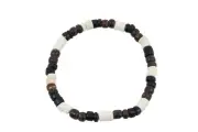 Coconut Shell Bracelet - 7", Brown Black & Beige Coconut (Thin), Hawaiian Surfer