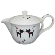 Teapot Kyusu Tokoname - AKIRA - White - 350 ml/cc Stainless Infuser Black Cat B