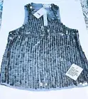 Asos Sequin Tank Size 0 Cropped blue Silver Blue Lined Sparkle Top