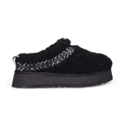 UGG TAZZ UGG BRAID BLACK SHEEPSKIN PLATFORM WOMEN'S SLIPPERS SIZE US 11/UK 9 NEW