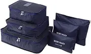 [Go2buy Australia] Go2buy 6pcs Travel Luggage Organizer Set Backpack Storage Pouches Suitcase Packing Bags (Navy Blue)