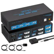 4K@144Hz Displayport KVM Switch 2 Monitors 2 Computers USB3.0 KVM Switch Dual...